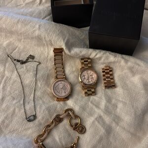 Michael Kors watches, bracelet, Kendra Scott necklace